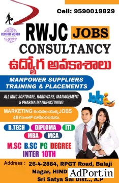 Jobs in Hindupur, Bangalore & Hyderabad for all qualifications for Freshers/Experienced