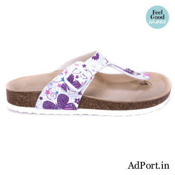 White Purple Ladies Orthotic Sandals - Cork Design