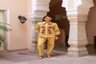 Elegant Mustard Embroidery Co ord Set Perfect for Parties and Celebrations