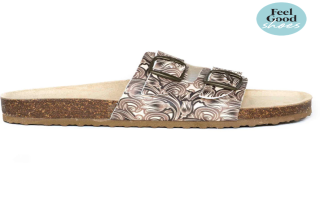White Brown Ladies Orthotic Sandals for Comfort & Support