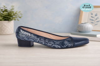 NENA Dark Blue Women's Heel Pumps - Elegant Leather Shoes